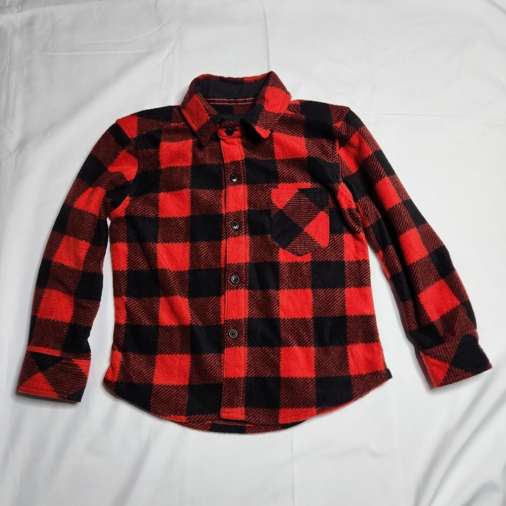 Nomad Red & Black Buffalo Check Plaid Button Down Fleece Flannel | Boys Size 3T